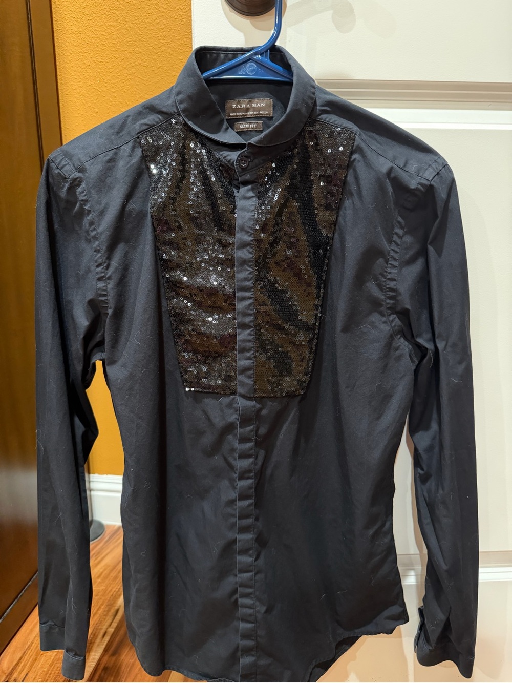 Zara Man Black Sequin Dress Shirt